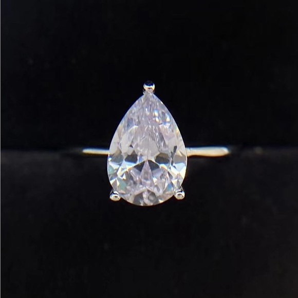 Classic Teardrop 2 Carat Moissanite Ring Radiant - Picture 6 of 10